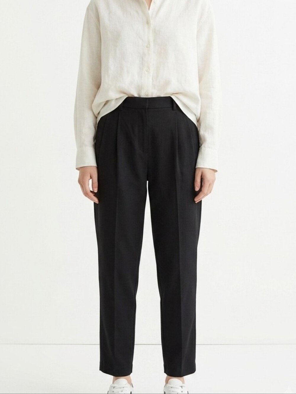 Sotela Black 100% Organic Cotton Pleated Tailored Trousers Pants Women Size 2